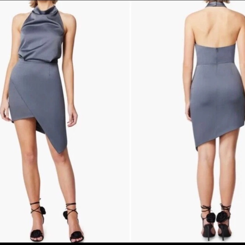 NWOT Elliatt Camo Asymmetric Satin Cocktail Dress in Lavender Sz S
